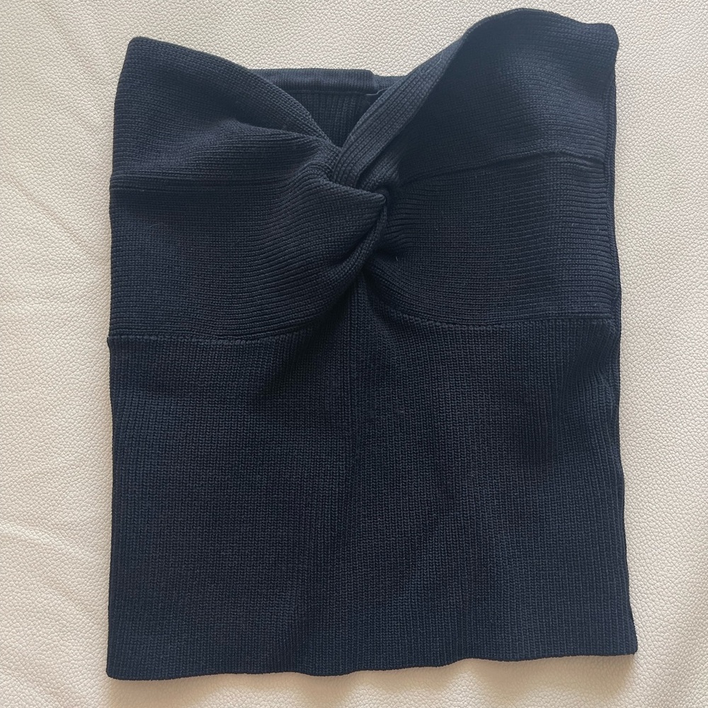 Olivaceous Black Knit Strapless Top